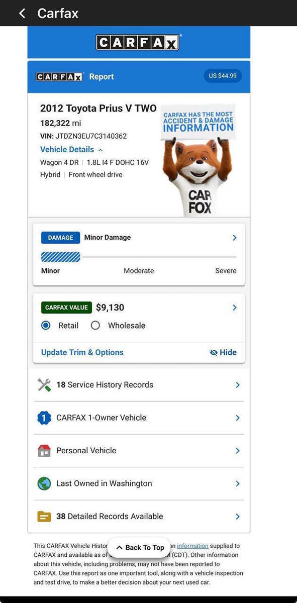 Used 2012 Toyota Prius V Two FWD image 56