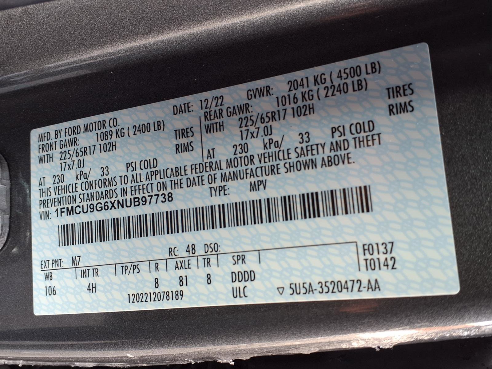 Used 2022 Ford Escape SE w/ Convenience Package image 23