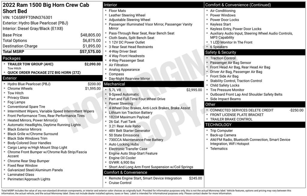 Certified 2022 RAM 1500 Big Horn w/ Trailer Tow Group AWD/4WD image 13