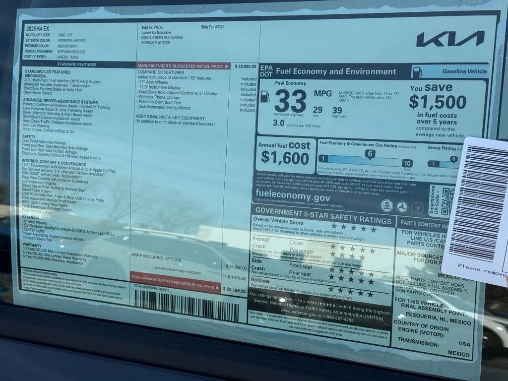 New 2025 Kia K4 EX image 21