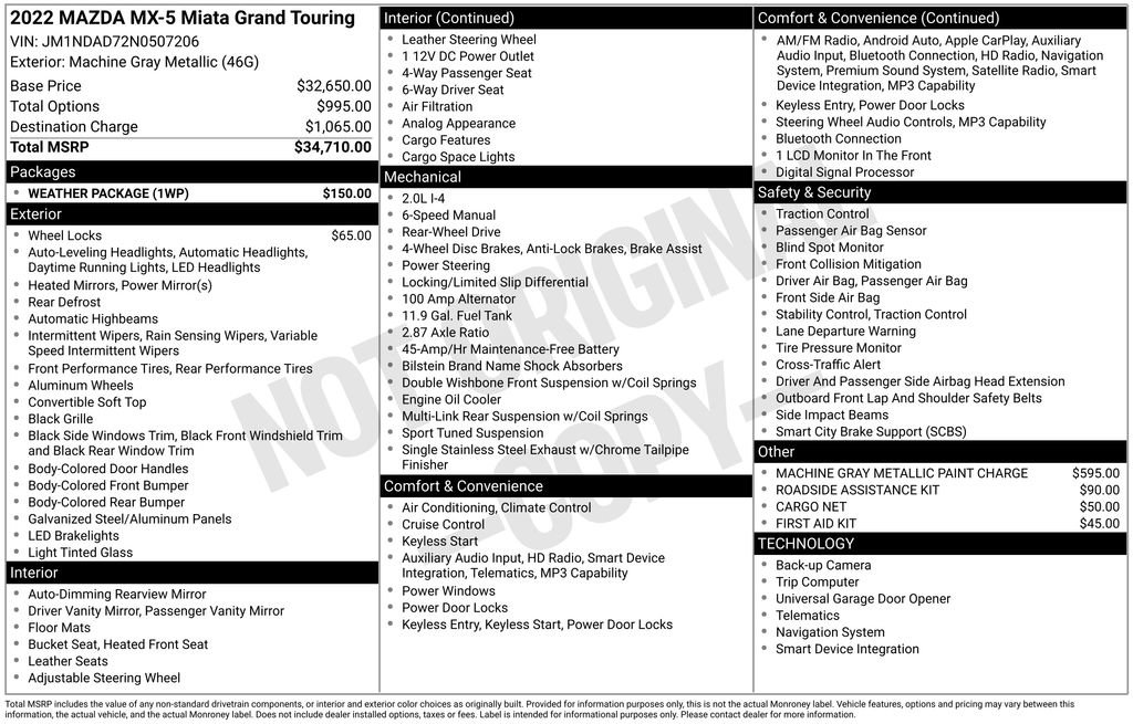 Used 2022 MAZDA MX-5 Miata Grand Touring w/ Weather Package image 14