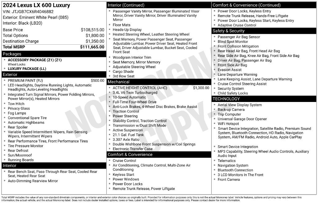 Used 2024 Lexus LX 600 4WD w/ Luxury Package image 22