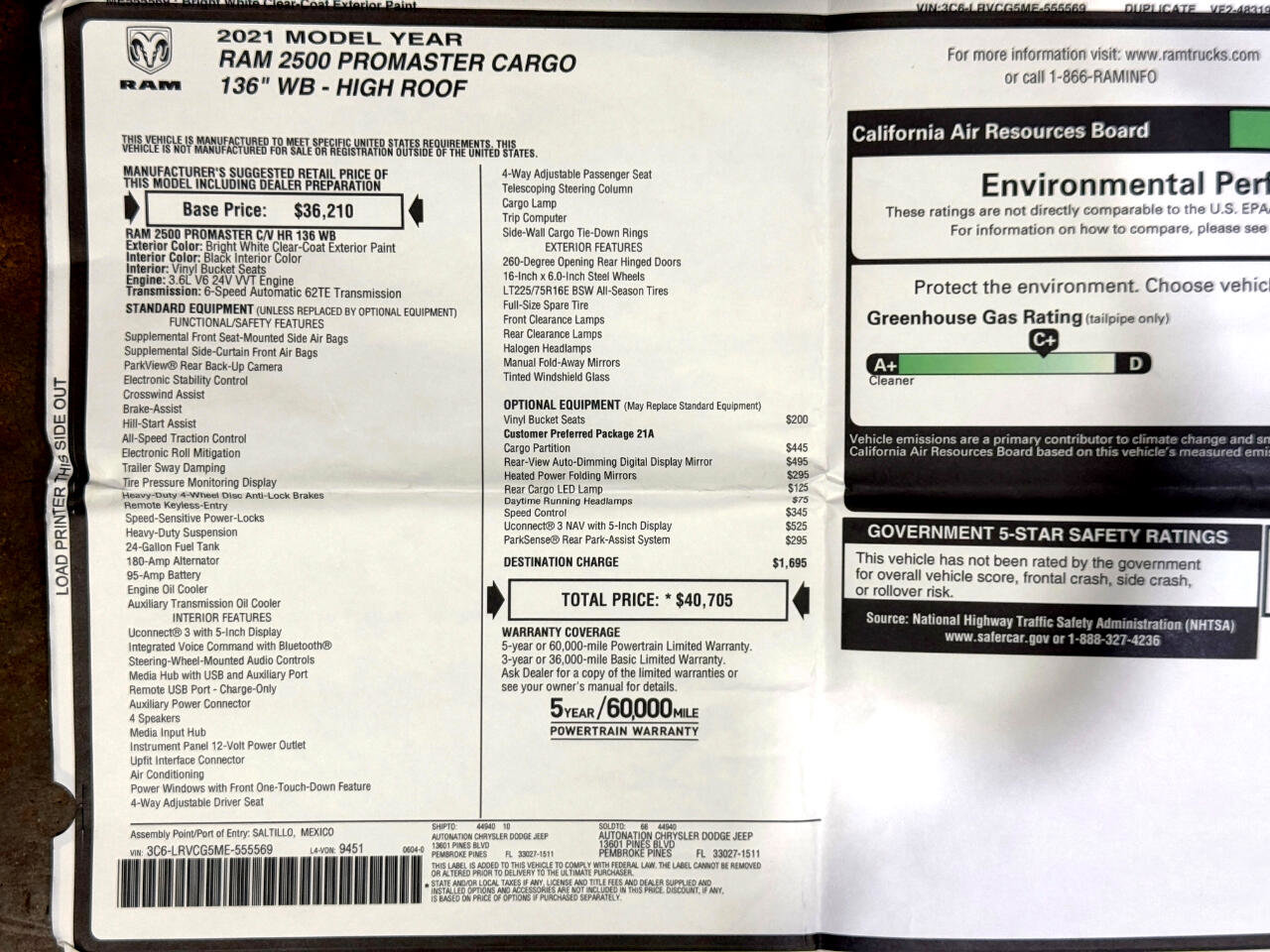 Used 2021 RAM ProMaster 2500 image 59