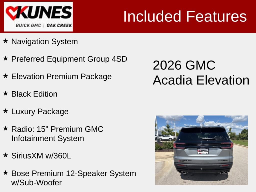 New 2026 GMC Acadia Elevation w/ Black Edition image 2