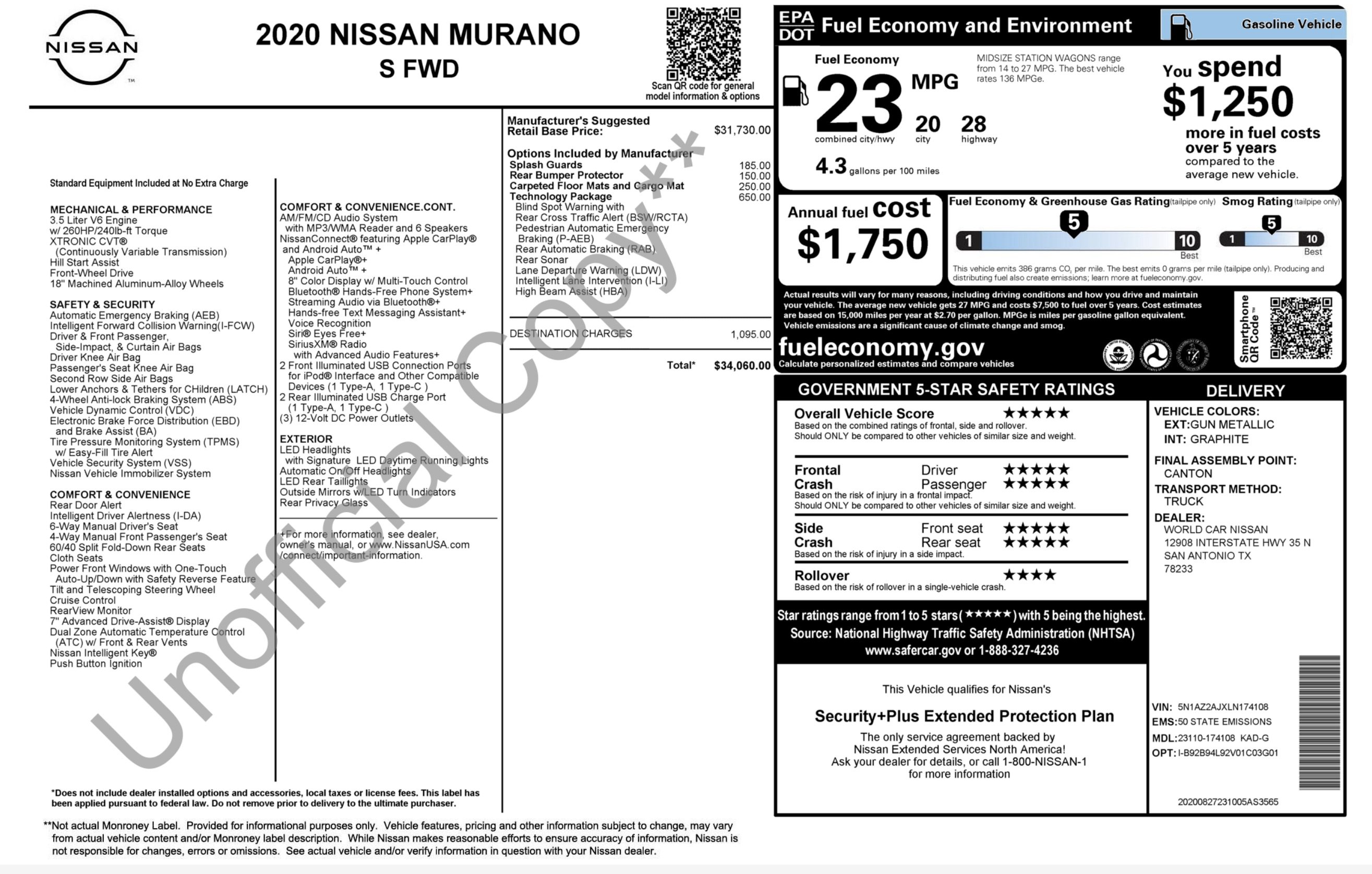Used 2020 Nissan Murano S w/ Technology Package FWD image 2