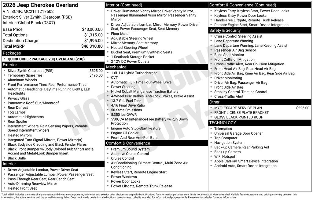 New 2026 Jeep Cherokee Overland AWD/4WD image 38