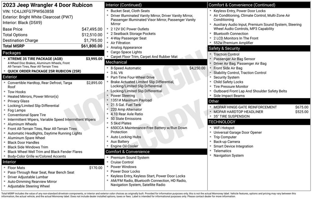 Used 2023 Jeep Wrangler Unlimited Rubicon w/ Xtreme 35 Tire Package AWD/4WD image 6