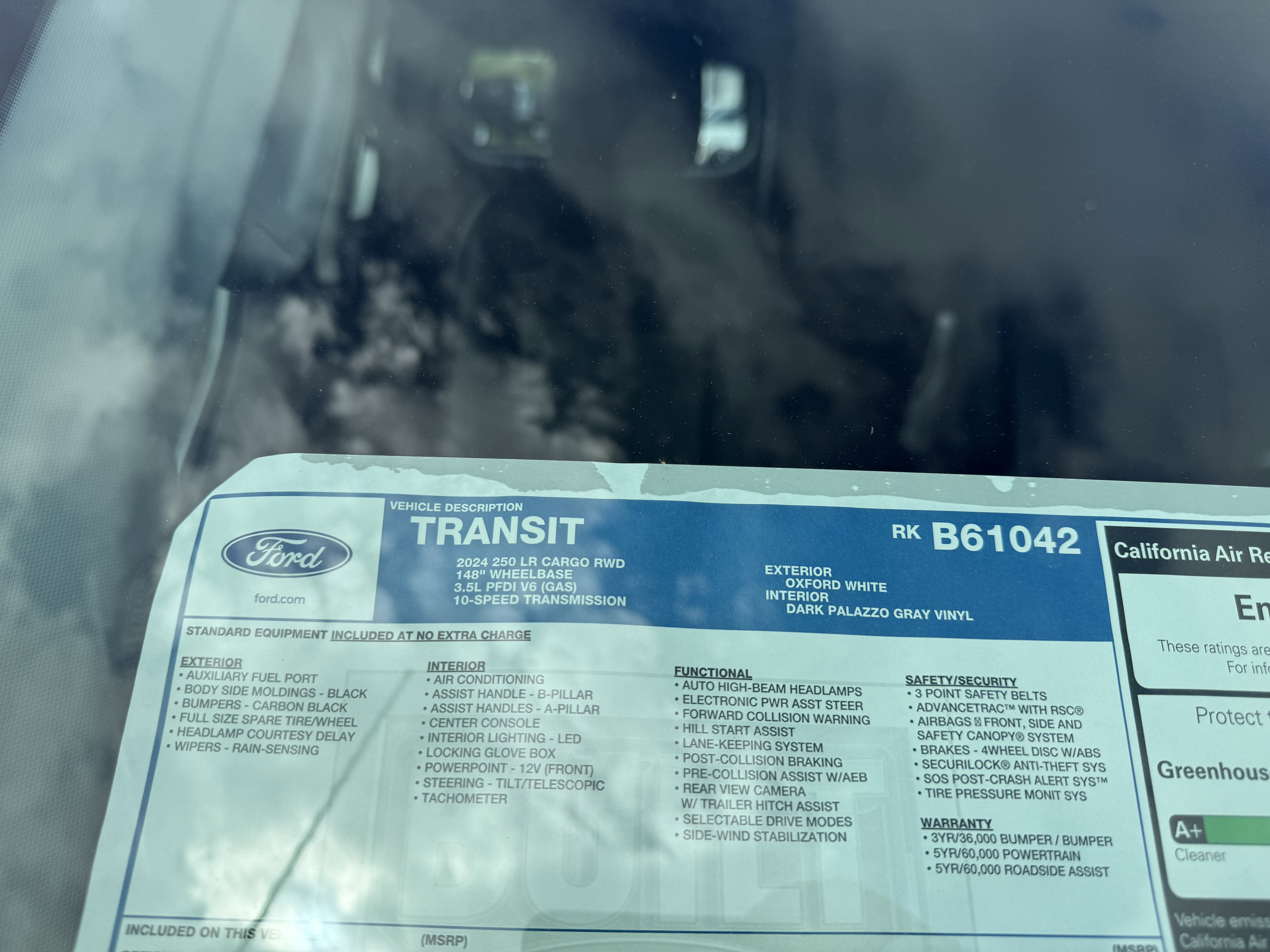 New 2024 Ford Transit 250 XL w/ Load Area Protection Package RWD image 12
