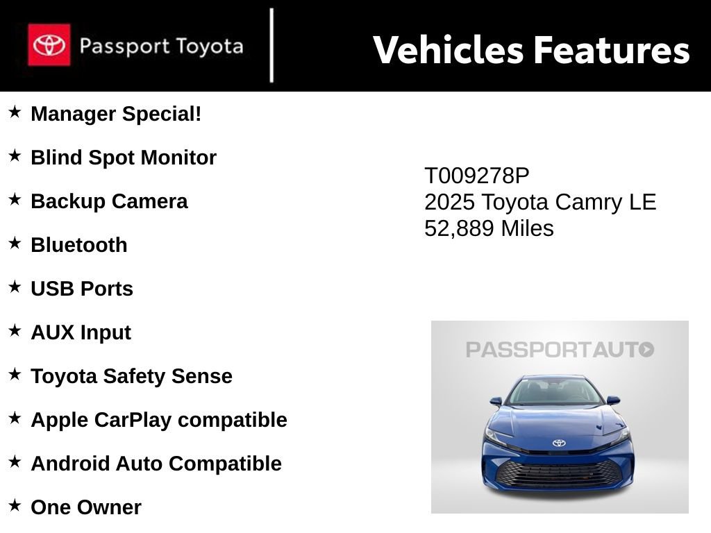 Used 2025 Toyota Camry LE FWD image 9