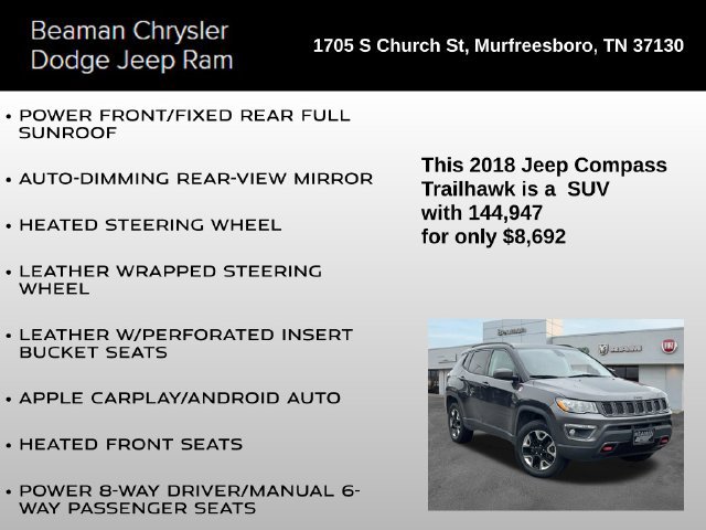 Used 2018 Jeep Compass Trailhawk w/ Leather Interior Group AWD/4WD image 12