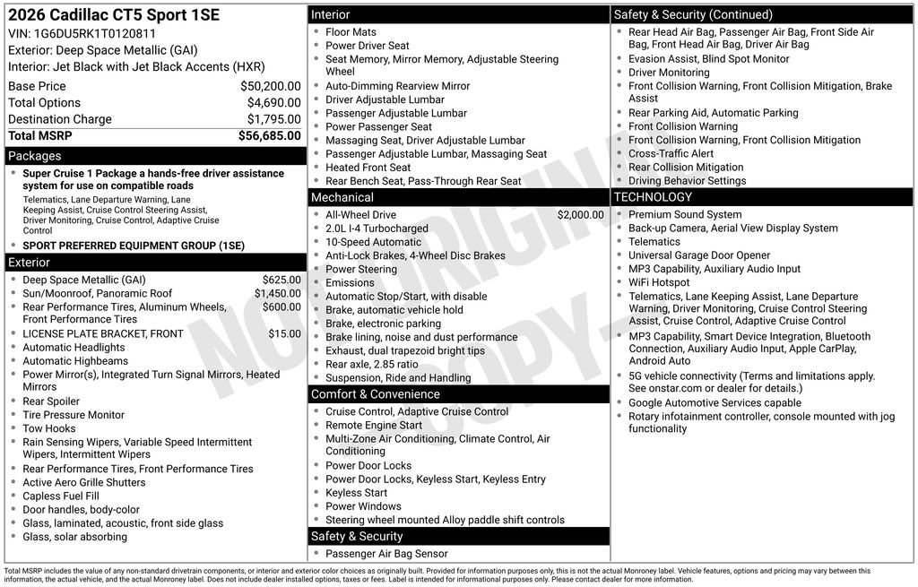 New 2026 Cadillac CT5 Sport AWD/4WD image 47