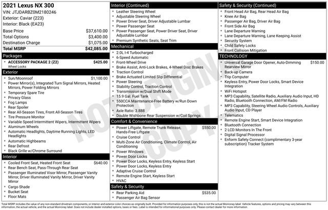 Used 2021 Lexus NX 300 FWD w/ Accessory Package 2 image 38