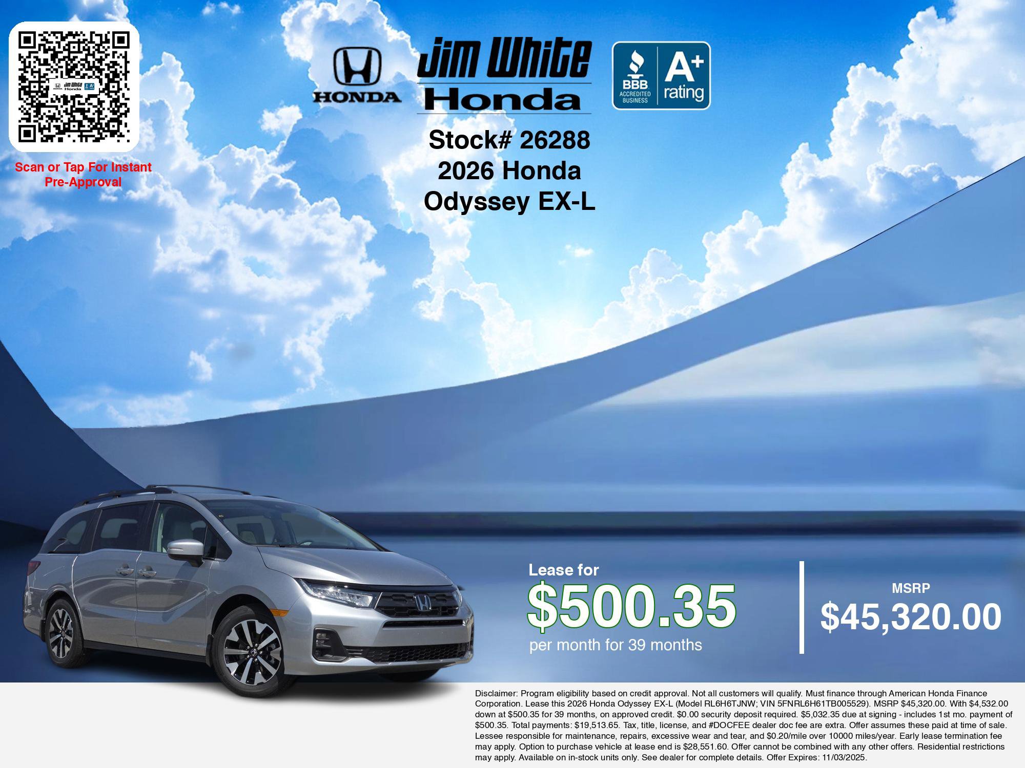 New 2026 Honda Odyssey EX-L image 3