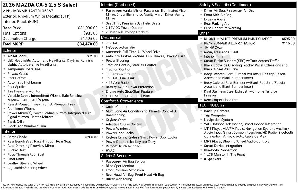 New 2026 MAZDA CX-5 Select AWD/4WD image 6