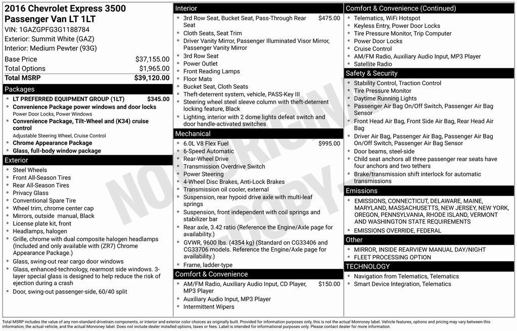 Used 2016 Chevrolet Express 3500 LT w/ LT Preferred Equipment Group