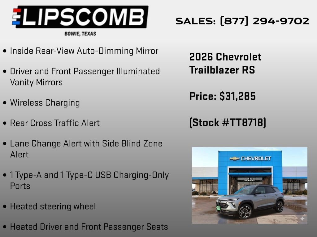 New 2026 Chevrolet TrailBlazer RS w/ Convenience Package FWD image 16