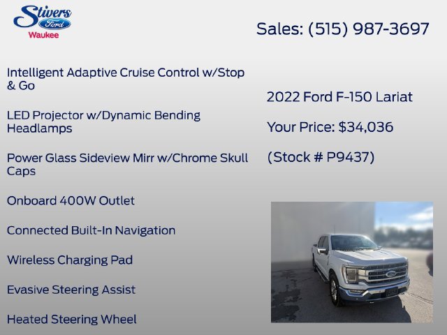 Used 2022 Ford F150 Lariat w/ Equipment Group 502A High AWD/4WD image 33