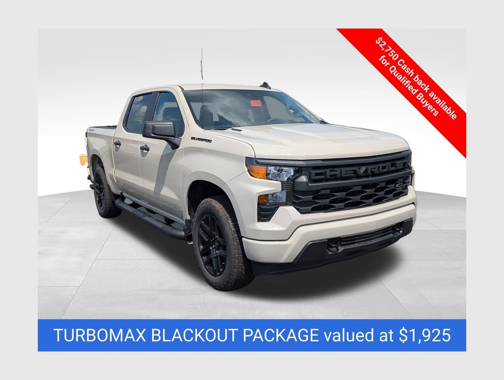 New 2026 Chevrolet Silverado 1500 Custom w/ Turbomax Blackout Package AWD/4WD image 1