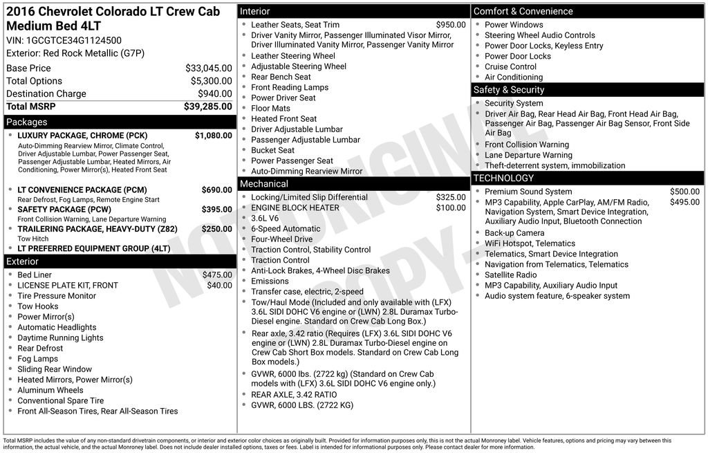 Used 2016 Chevrolet Colorado LT w/ Luxury Package, Chrome AWD/4WD image 7