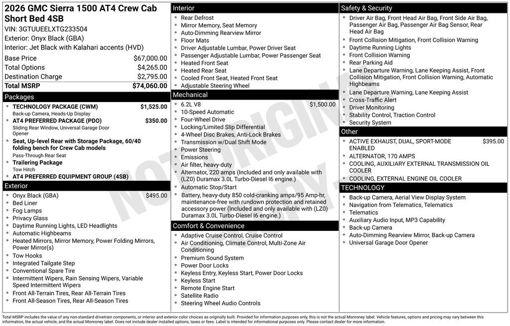 New 2026 GMC Sierra 1500 AT4 w/ Technology Package AWD/4WD image 4