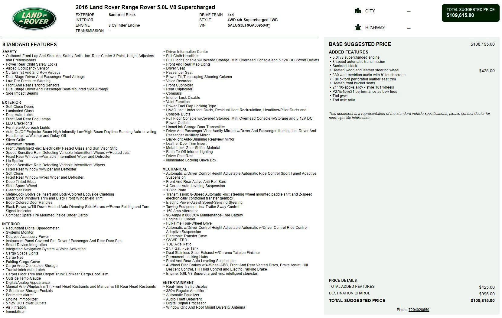 Used 2016 Land Rover Range Rover Long Wheelbase Supercharged image 2