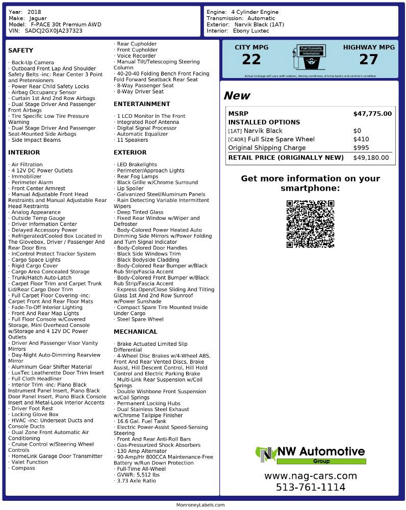 Used 2018 Jaguar F-PACE Premium image 2