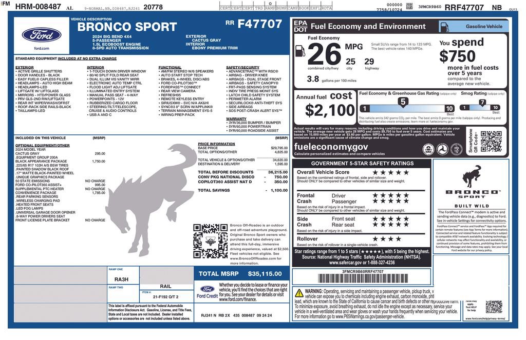 Used 2024 Ford Bronco Sport Big Bend w/ Convenience Package image 26