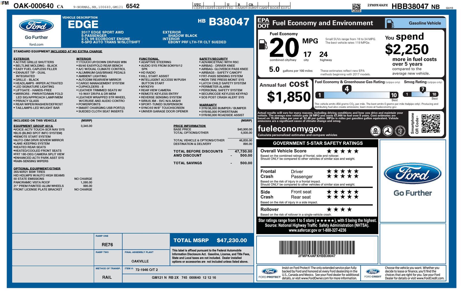 Used 2017 Ford Edge Sport w/ Equipment Group 401A AWD/4WD image 34