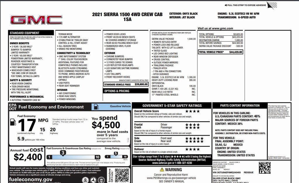 Used 2021 GMC Sierra 1500 4x4 Crew Cab w/ Sierra Value Package image 47