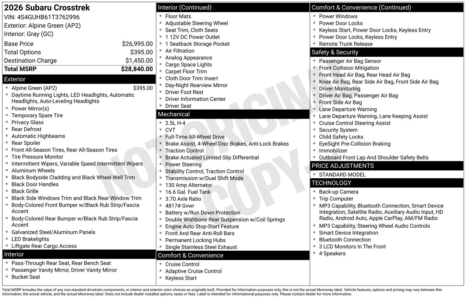 Certified 2026 Subaru Crosstrek 2.5i AWD/4WD image 35