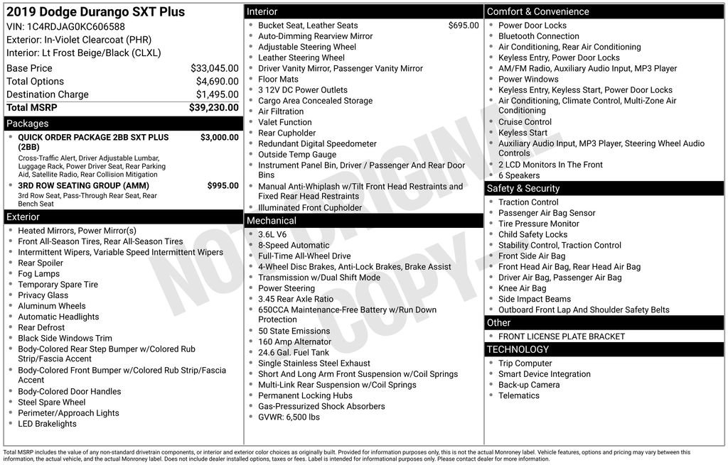 Used 2019 Dodge Durango SXT image 2