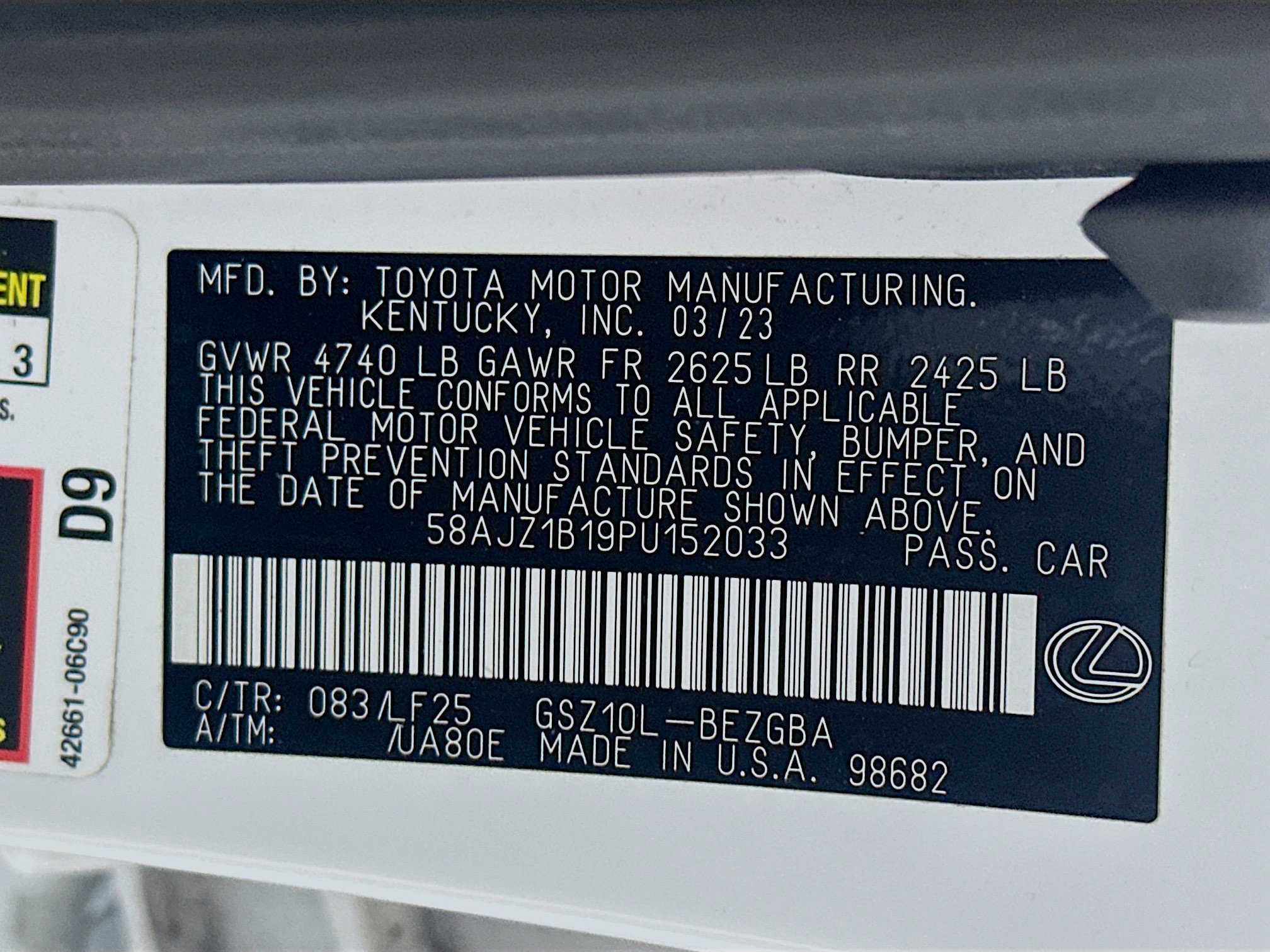 Used 2023 Lexus ES 350 F Sport w/ Accessory Package (Z2) FWD image 12