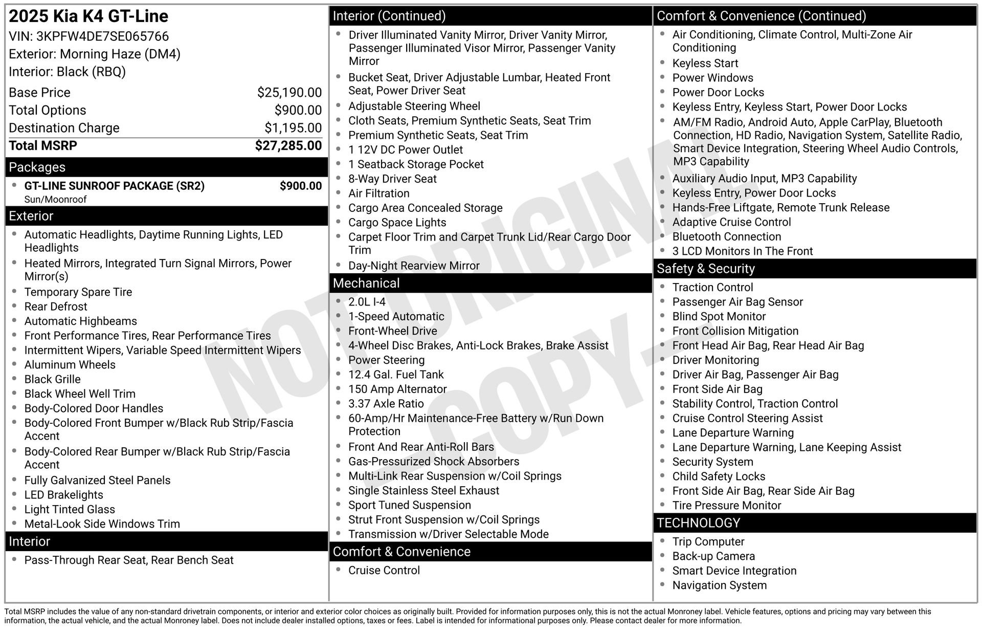 Used 2025 Kia K4 GT-Line w/ GT-Line Sunroof Package image 3