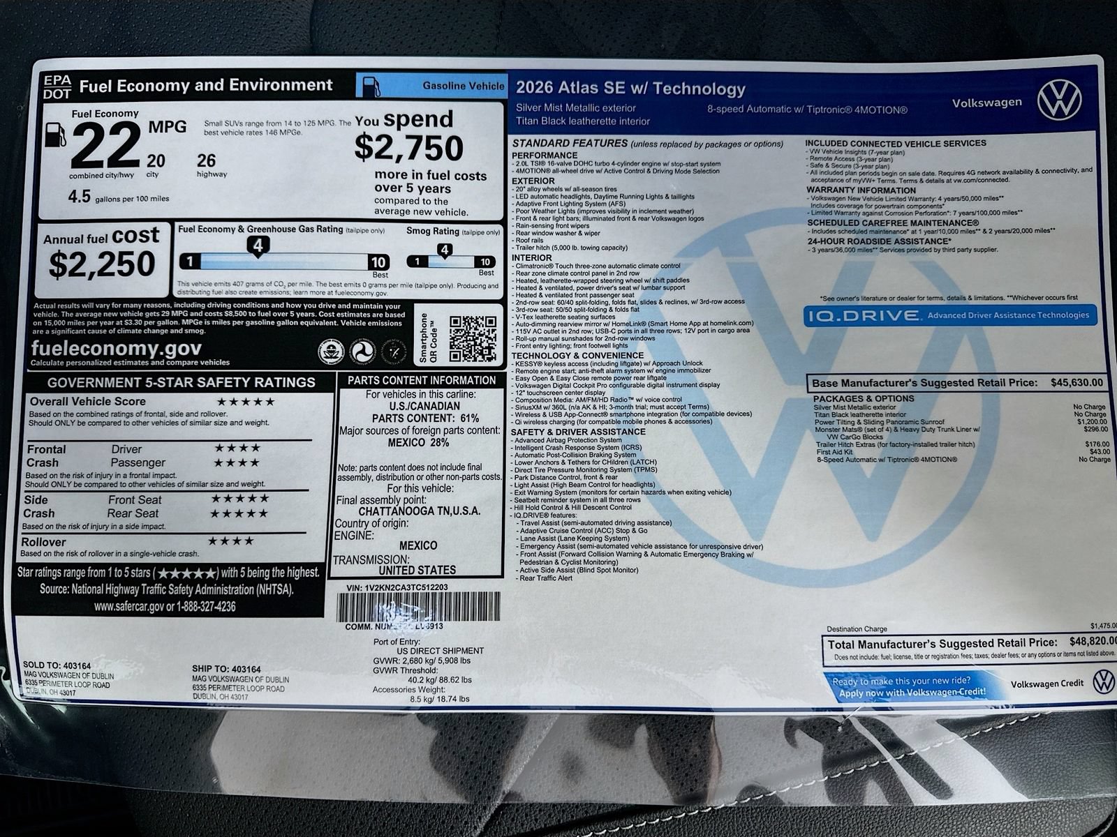 New 2026 Volkswagen Atlas SE AWD/4WD image 49