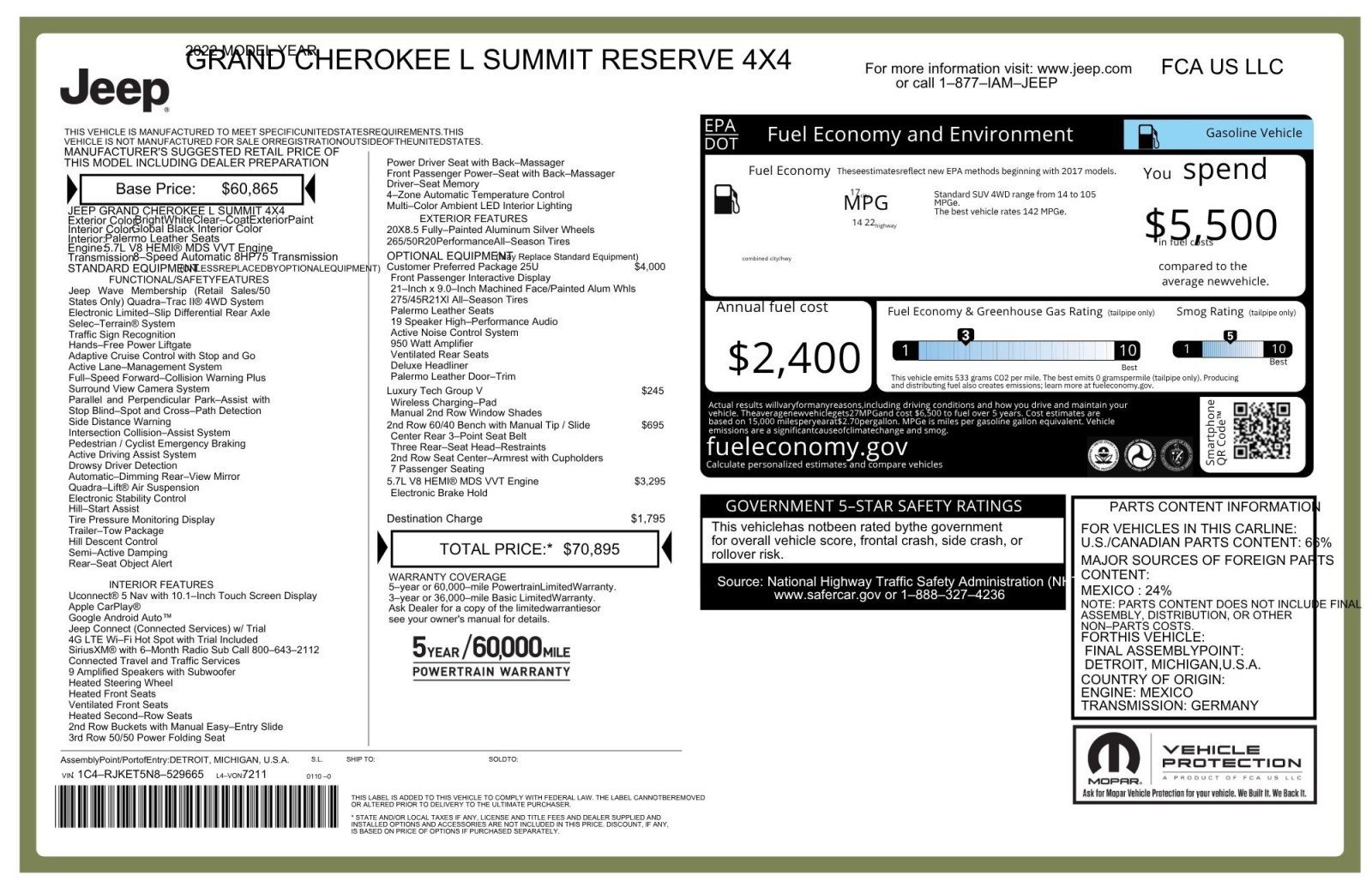 Used 2022 Jeep Grand Cherokee L Summit AWD/4WD image 2