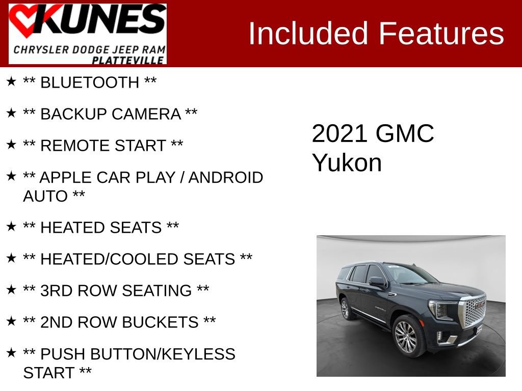 Used 2021 GMC Yukon Denali w/ Denali Premium Package AWD/4WD image 2