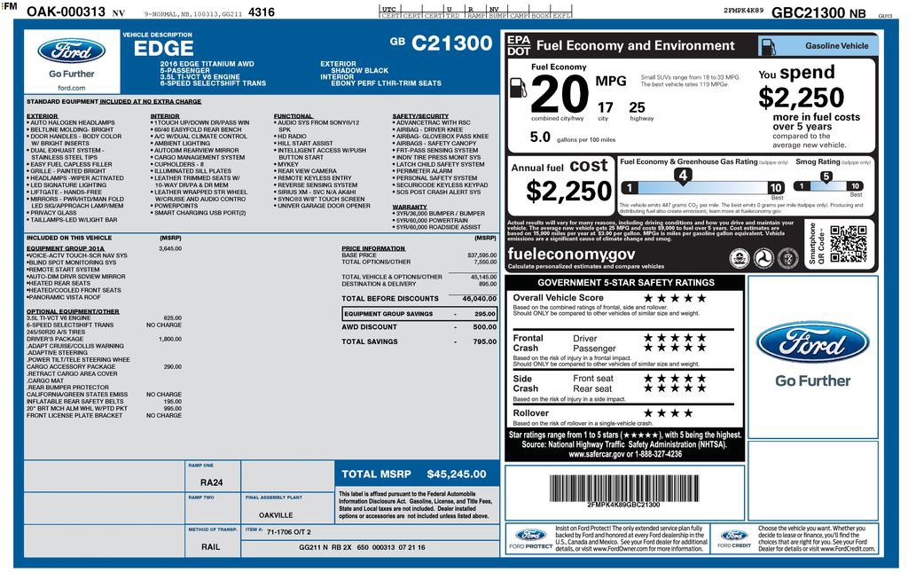Used 2016 Ford Edge Titanium w/ Equipment Group 301A AWD/4WD image 27