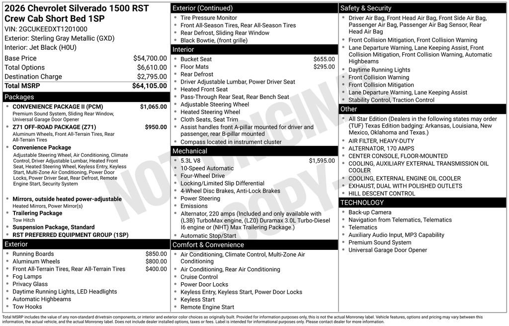 New 2026 Chevrolet Silverado 1500 RST w/ Convenience Package II AWD/4WD image 5