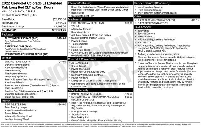 Used 2022 Chevrolet Colorado LT w/ Fleet Safety Package RWD image 35
