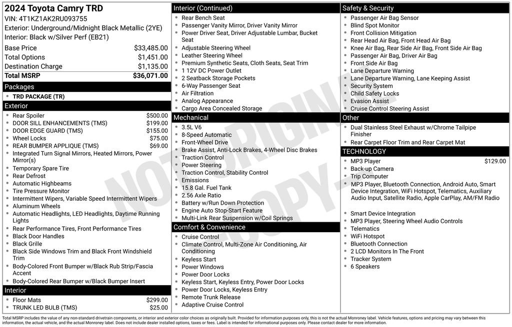 Certified 2024 Toyota Camry TRD FWD image 33