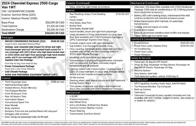 Used 2024 Chevrolet Express 2500 Extended w/ Driver Convenience Package RWD image 6
