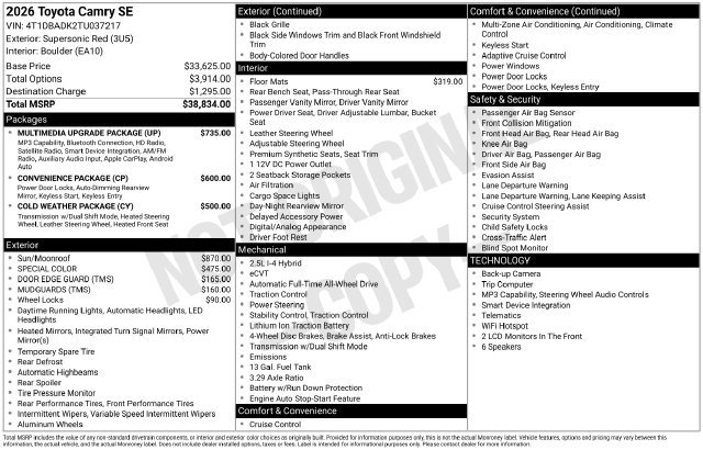 Certified 2026 Toyota Camry SE w/ Multimedia Upgrade Package AWD/4WD image 33