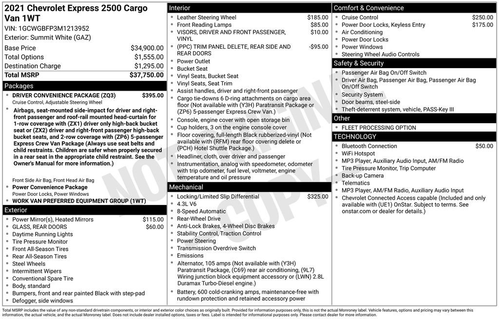 Used 2021 Chevrolet Express 2500 Extended w/ Driver Convenience Package RWD image 36