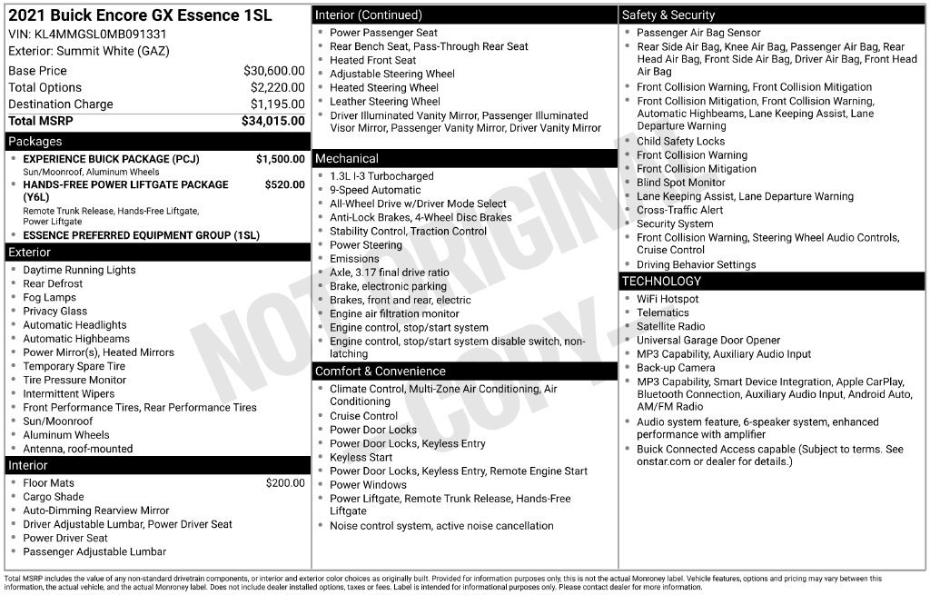 Used 2021 Buick Encore GX Essence w/ Experience Buick Package AWD/4WD image 28