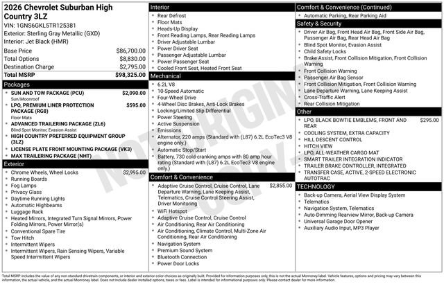 New 2026 Chevrolet Suburban High Country w/ Sun And Tow Package image 17