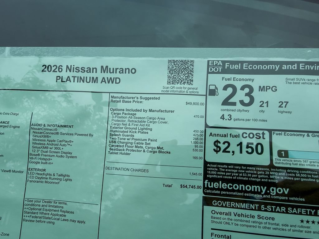 New 2026 Nissan Murano Platinum w/ Cargo Package AWD/4WD image 45