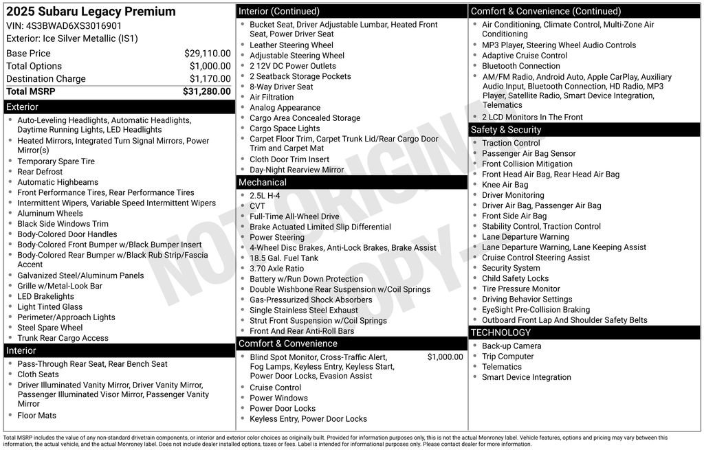 Used 2025 Subaru Legacy Premium image 40