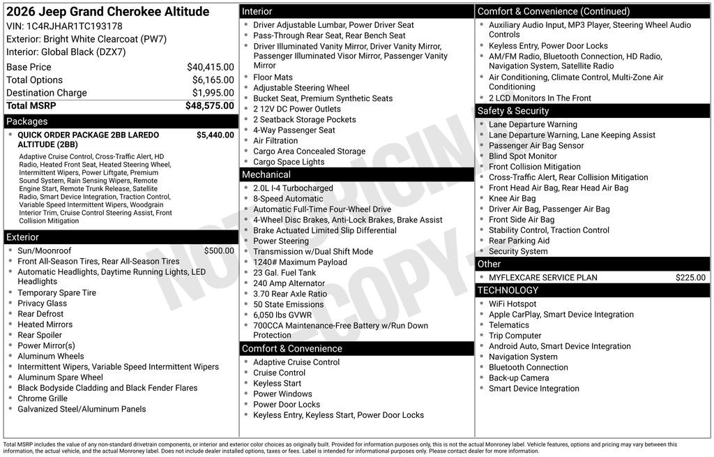 New 2026 Jeep Grand Cherokee Altitude AWD/4WD image 47