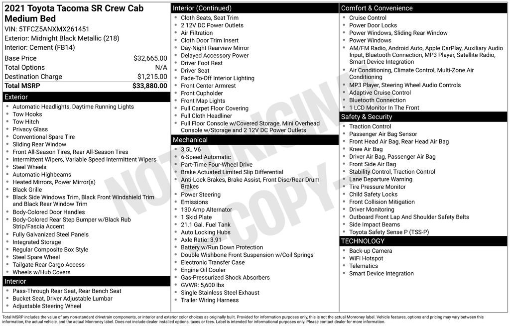 Used 2021 Toyota Tacoma SR AWD/4WD image 55