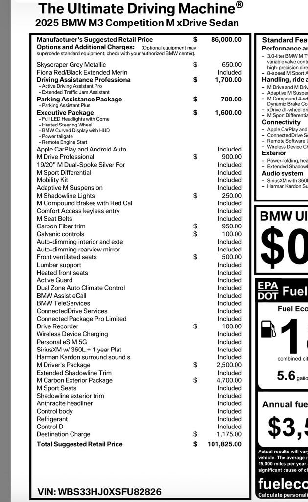 Used 2025 BMW M3 Competition w/ M Carbon Exterior Package AWD/4WD image 15